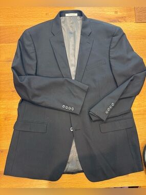Kenneth Cole New York Gray Pinstripe 100% Wool 2-Button Suit Jacket 44R